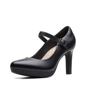 Clarks womens Ambyr Shine Pump, Black Leather, Mary Jane Heel, 10M